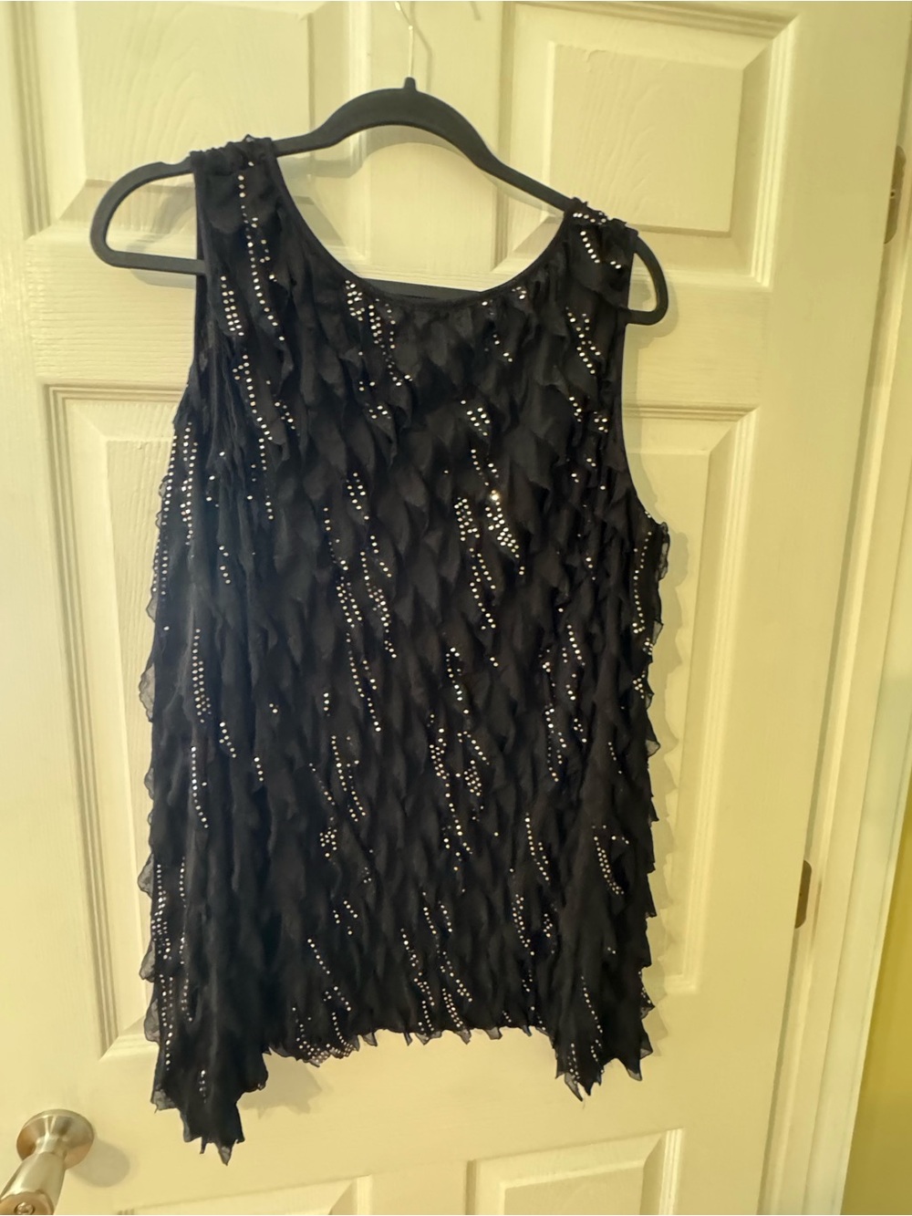 Elementz Black Sleeveless Sequin Ruffle Top